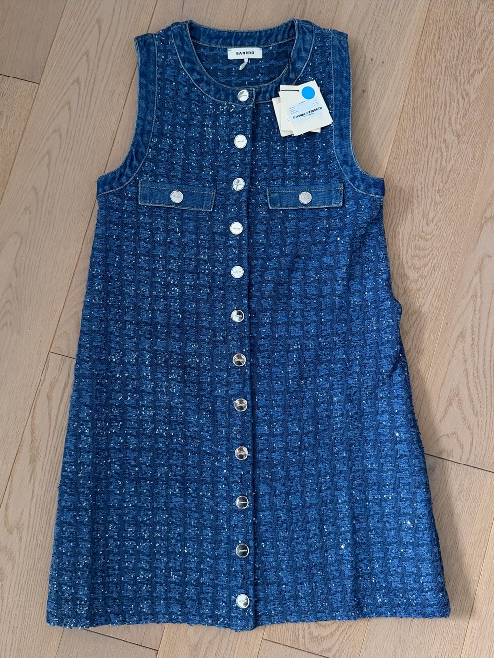 Sandro Sequin-embellished bouclé-tweed mini dress Size 36